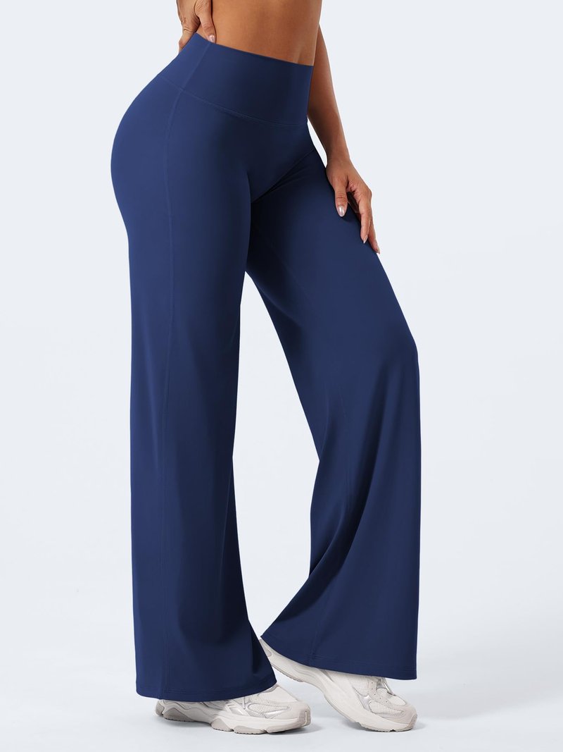 YEOREO Workout Leggings Womens No Front Seam Straight Leggings 31.5" Thin Fleece High Waist Buttery Eddiy Gym Yoga Pants Navy Blue M