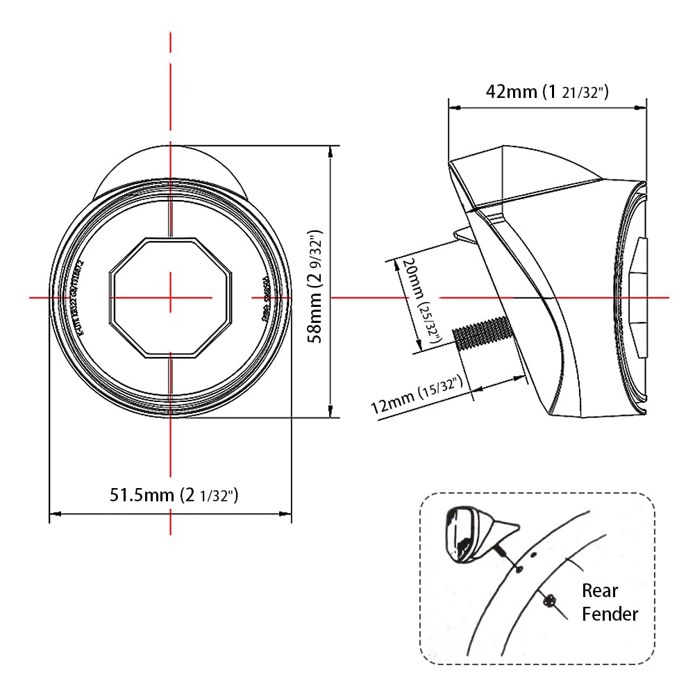 Rear Fender Reflector Bicycle Accessory Bike Part Oval Mugguard Safety Warning Night Riding with Light for Alert(Luminous Reflector)