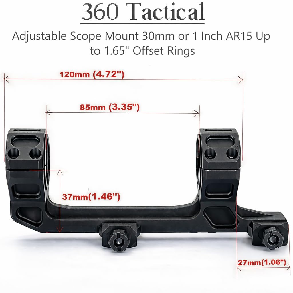 1-6x24 SFP LPVO Compact Scope Mesh Sunshade Cover Zoom Lever 30mm Tube 1200G's Shock Resistant 1/2 MOA Reticle Click Red Ill 6 Levels & Adjustable Scope Mount 30mm or 1 Inch Up to 1.65"" Offset Rings
