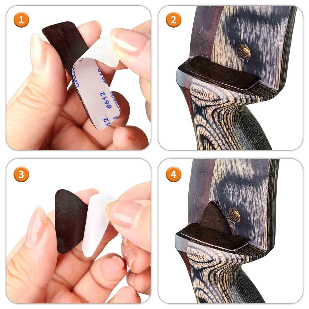 THREE ARCHERS Fur Arrow Rest Stick on Recurve Bow Riser Adhesive Backed Sticker on Longbow for Recurve Bow Hunting Shooting(4 Pairs)