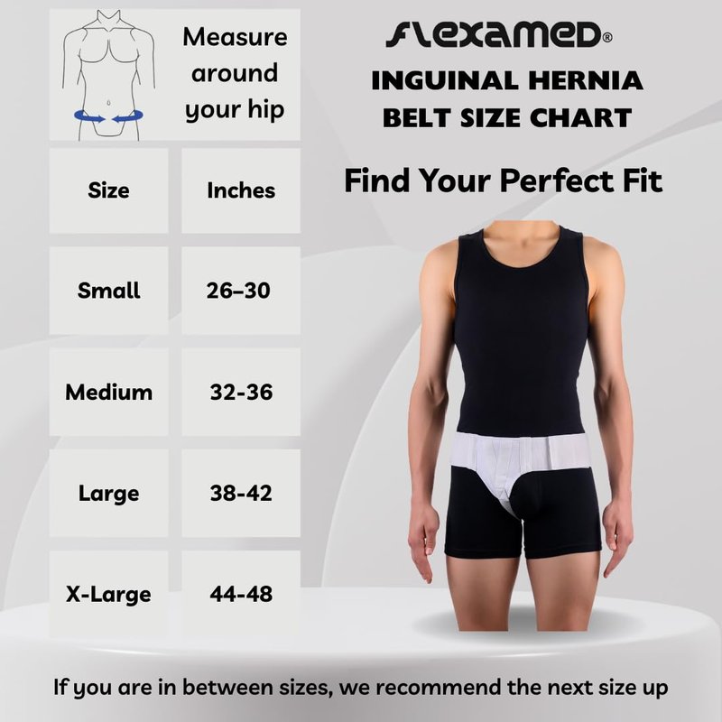 FlexaMed Double Inguinal Groin Hernia Truss with Removable Compression Pads - White Medium