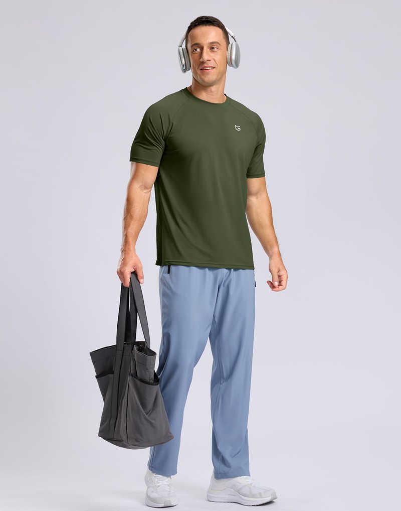 G Gradual Men's Athletic Workout T-Shirts Moisture Wicking Cooling Running Shirts Short Sleeve Performance Tee for Gym Tennis(Olive,4XL)