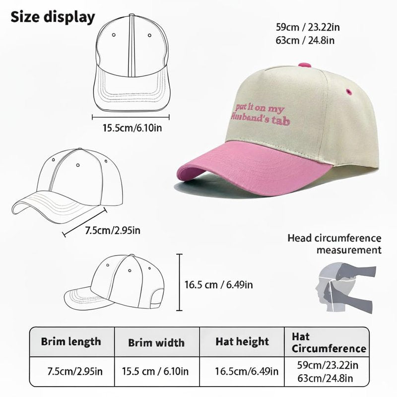 Valentine's Day Gifts for Wife Funny Hat for Women, Put It On My Husband's Tab Embroidered Baseball Cap, Cute Wife Gift in Blush Color,