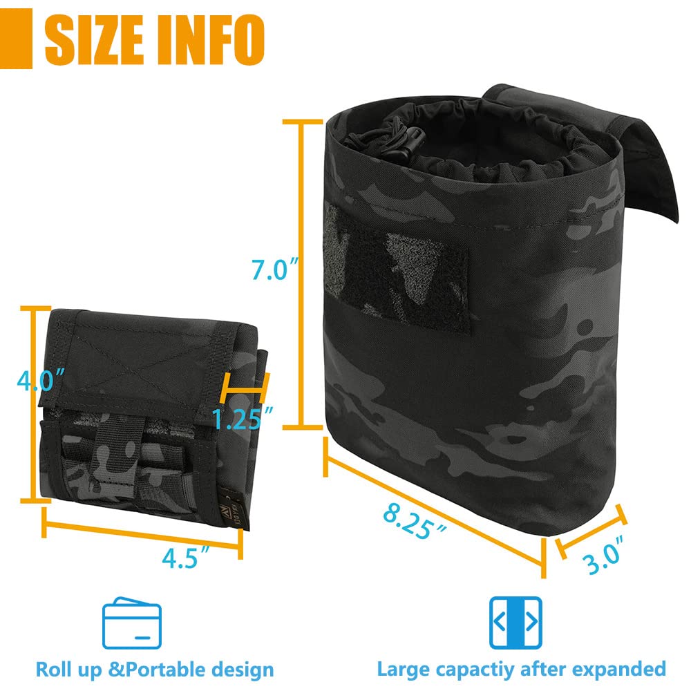 KRYDEX Molle Dump Pouch Roll-Up Drawstring Magazine Utility Pouch Folding Dump Bag (MCBK)