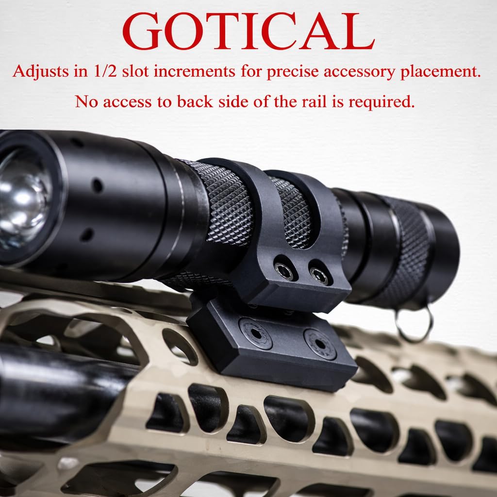 Gotical Offset Flashlight Mount 25.4mm 1" for and M Rail Systems Aluminum Black