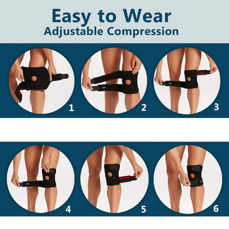 ComfiLife Knee Brace for Knee Pain Relief – Neoprene Knee Brace for Working Out, Running, Injury Recovery – Side Stabilizers – 3 Point Adjustable Compression – Open Patella Support,Non-Slip (Medium)
