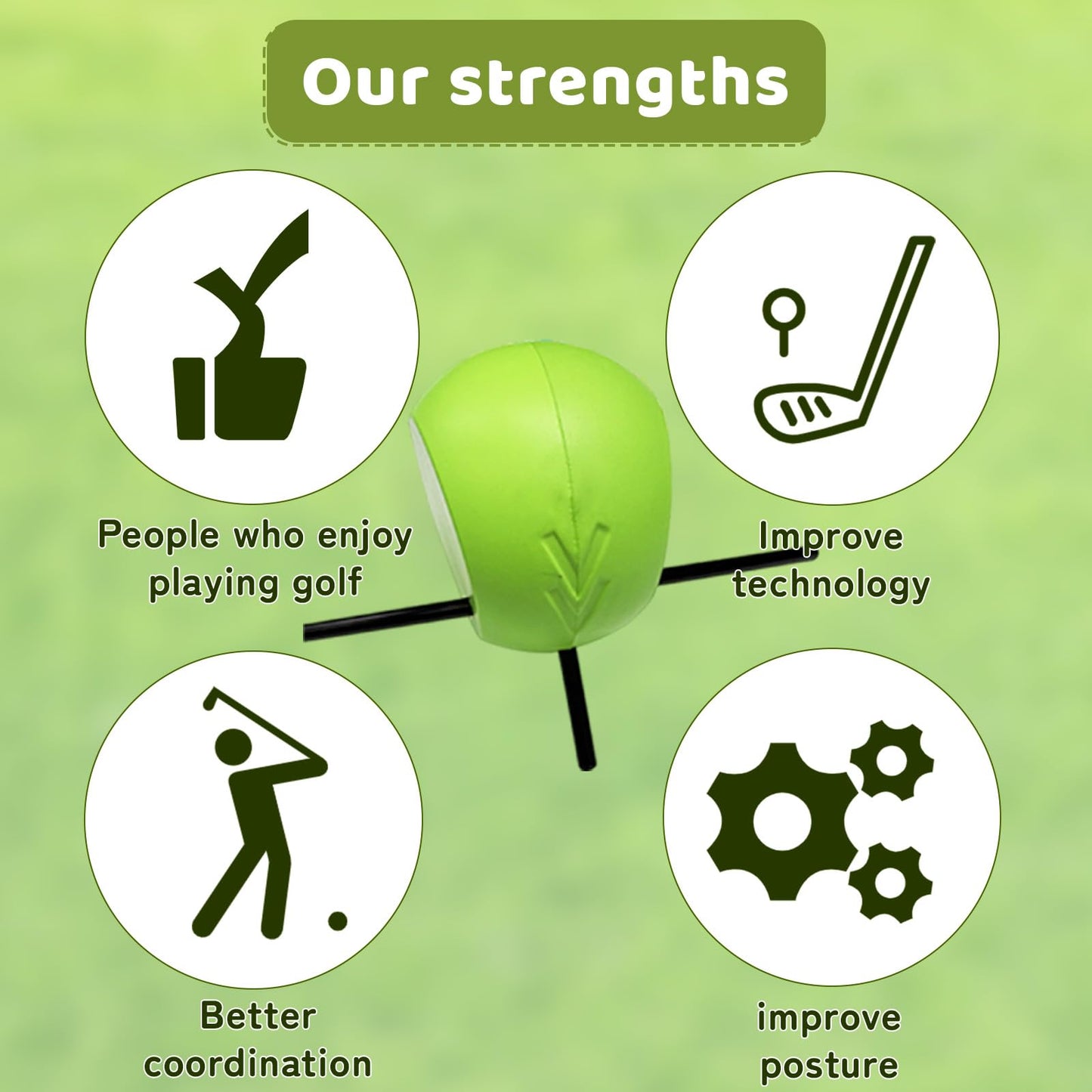 The Connector Golf Training Aid, Swing Trainer for Posture Correction Practice, Golf Training Aids Helps Train Proper Swing Mechanics, Arm Structure, for Golfers at All Levels (Green) (Green)