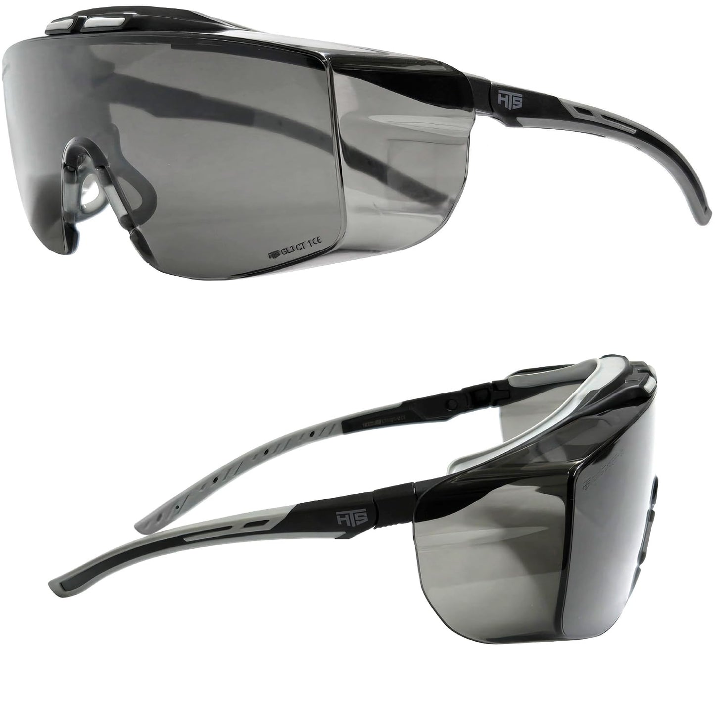 HTS HUNTERSKY 3906 ANSI Z87.1+ Anti Fog Lab Over Eyeglasses Safety Glasses Smoke Tinted Impact Resistant Lens Integrated Side Shields UV Protective OTG Goggles