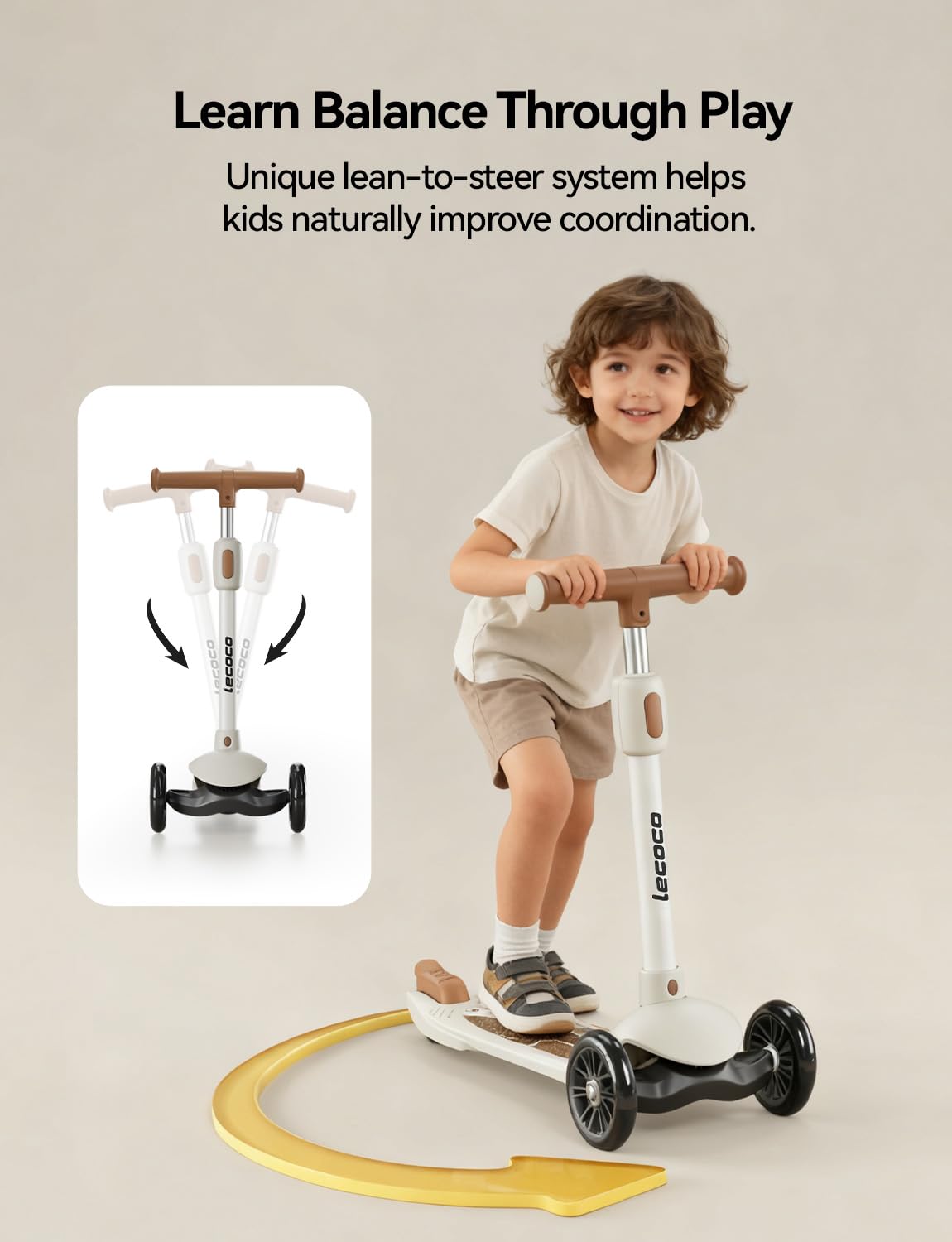 Kick Scooter for Kids Ages 2-14, 3 Wheel Scooter Adjustable Height Foldable Design, 3 LED Light Wheels, Rear Brake, Extra Wide Non-Slip Deck Kid Scooters for Boys and Girls