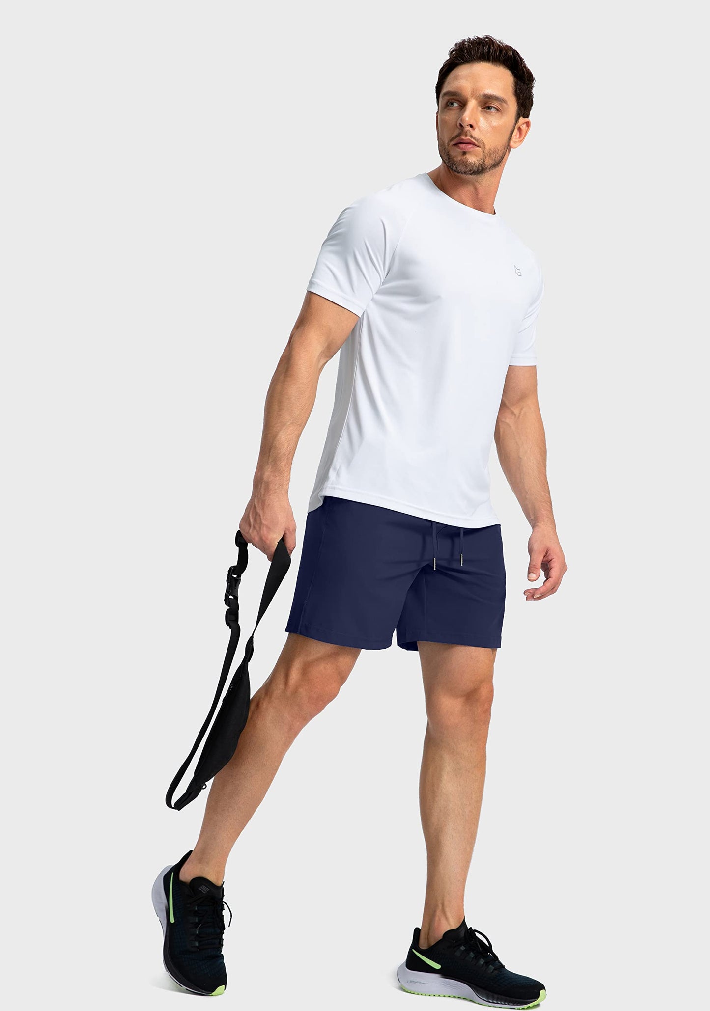Soothfeel Men's Running Shorts with Zipper Pockets 7 Inch Lightweight Quick Dry Gym Athletic Workout Shorts for Men (Navy, 3XL)