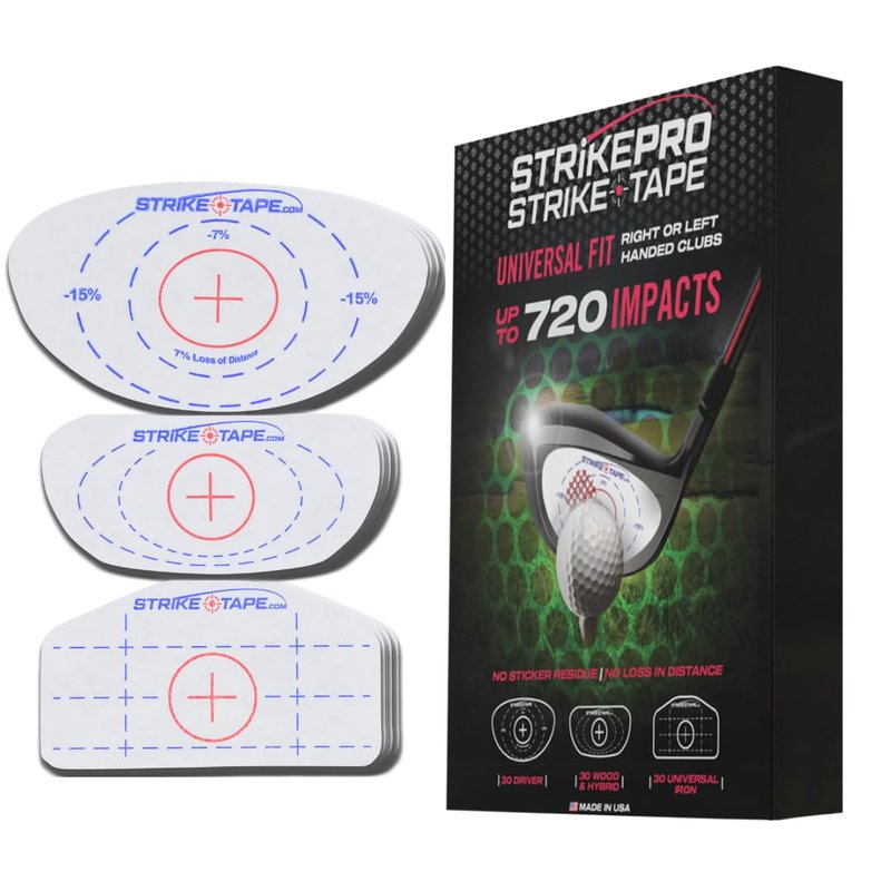 STRIKEPRO Strike Tape Golf Impact Tape. Right or Left Handed. 720 Residue-Free impacts for All Drivers/Hybrids/Irons. Ultra Thin Golf Impact Stickers for Golf Swing Analysis with Super Clean Removal.
