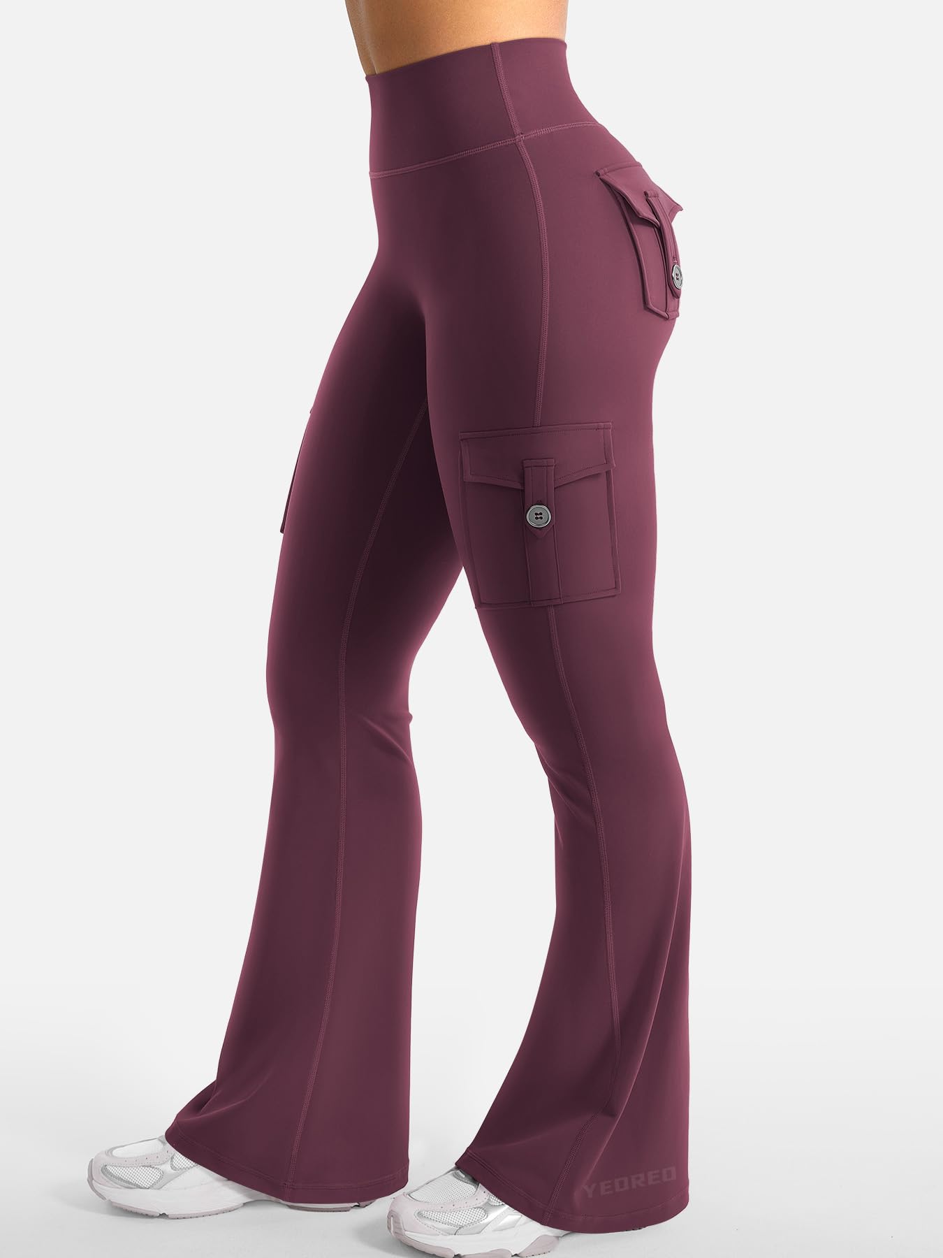 YEOREO CoreFlex Women Workout Flare Leggings Black Cherry