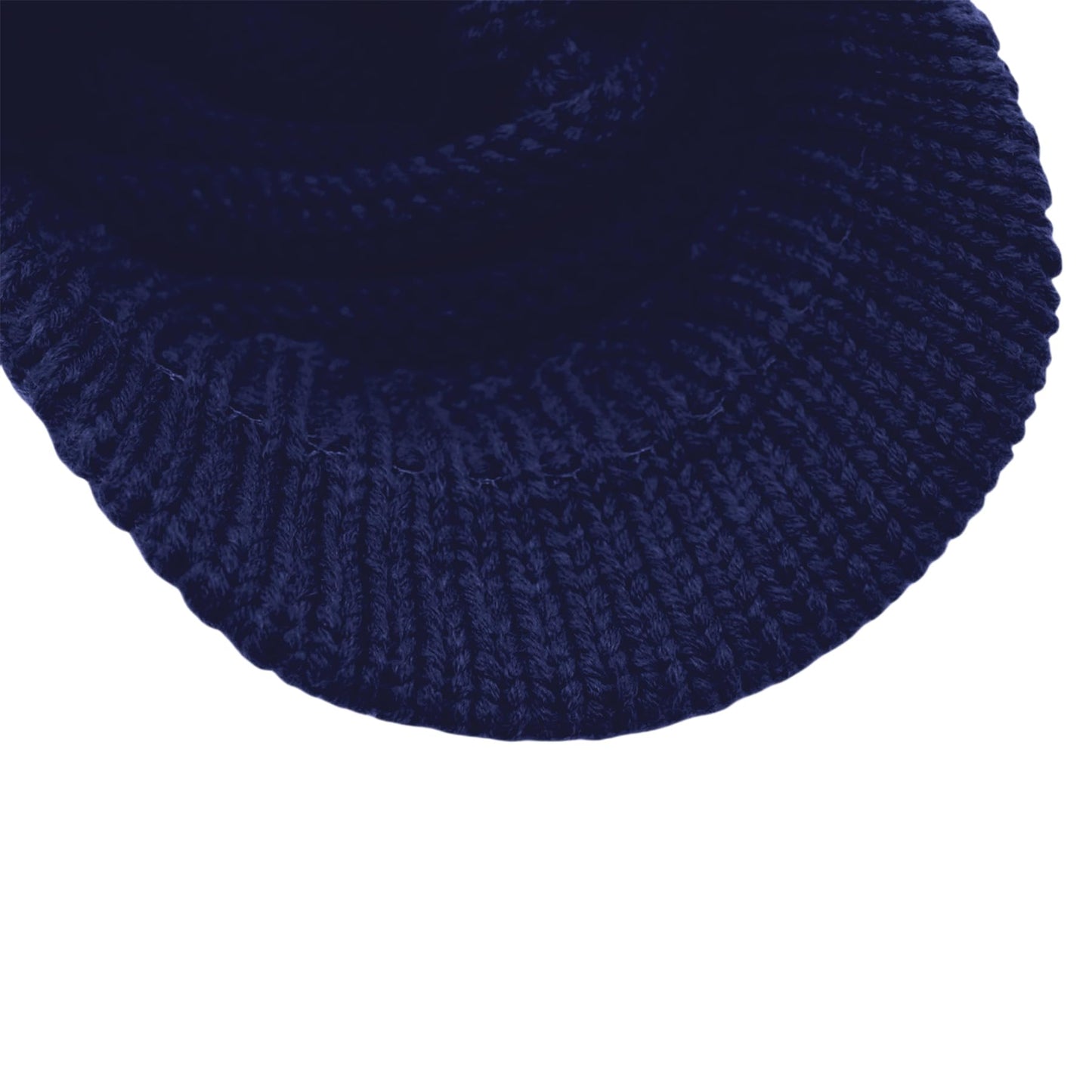 Caviotess C-US Women Winter Warm Knit Hat Crochet Visor Brim Cap with Flower Accent Dark Blue