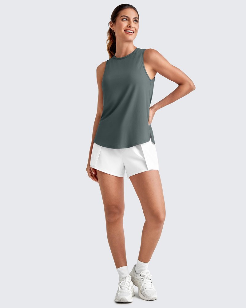 G4Free High Neck Tanks Workout Athletic Tops Loose Sleeveless Summer Running Shirt Gym Shirts((Gray,L)
