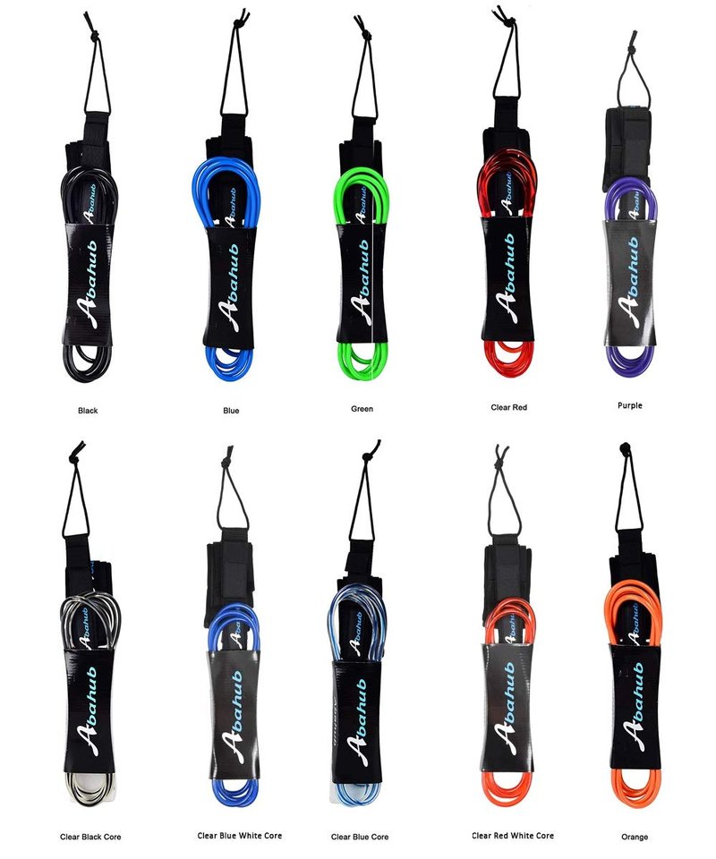Abahub Premium Surfboard Leash, Straight Surf Board Leg Rope, Legrope Strap for Longboard, SUP Paddleboard Replacement Leashes 10 Foot Black 7 mm Thick