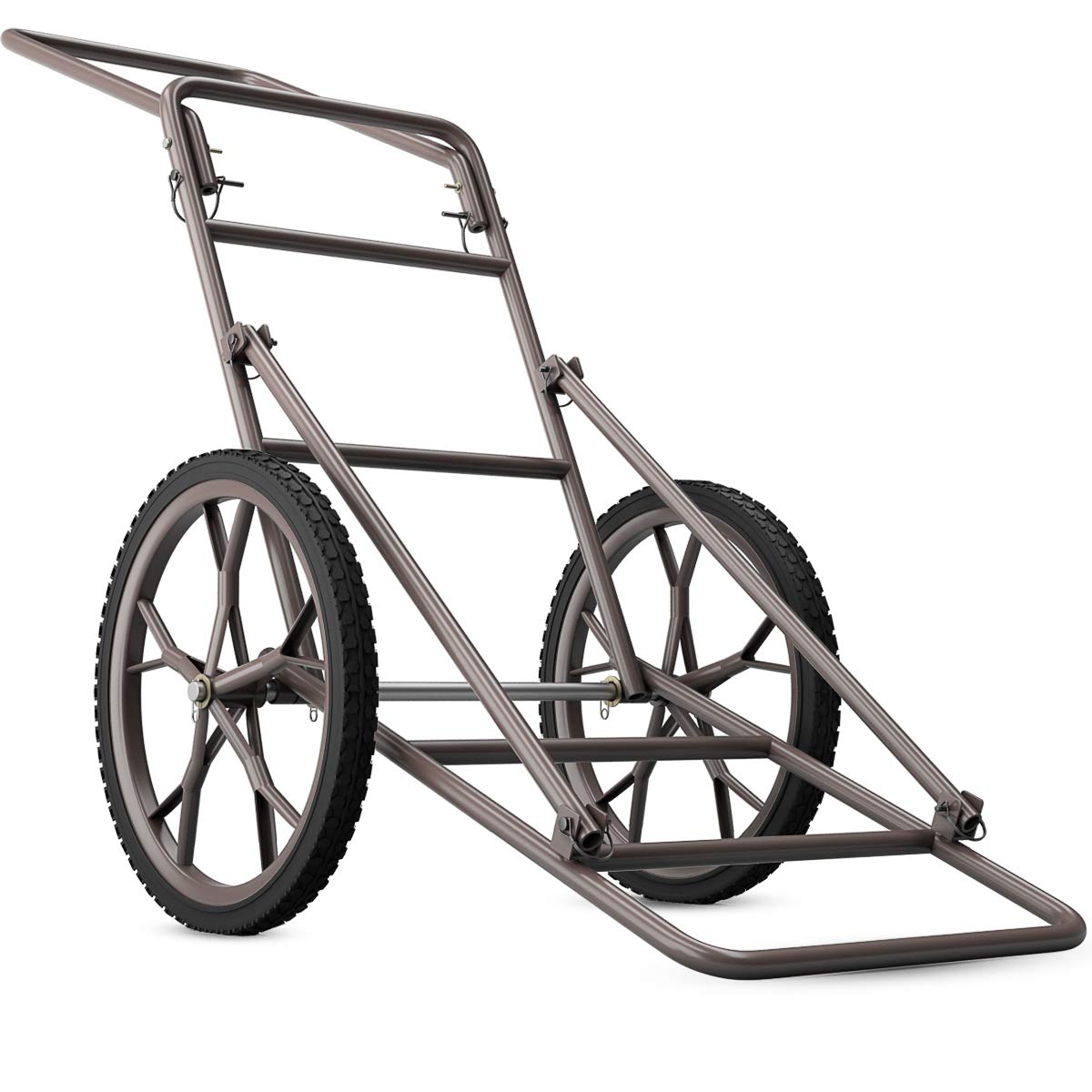 Goplus Folding Deer Cart, 500LBS Deer Hauler with Big Rubber Wheels, Heavy Duty Metal Hunting Game Cart for Animals, Firewood, Hiking, Fishing
