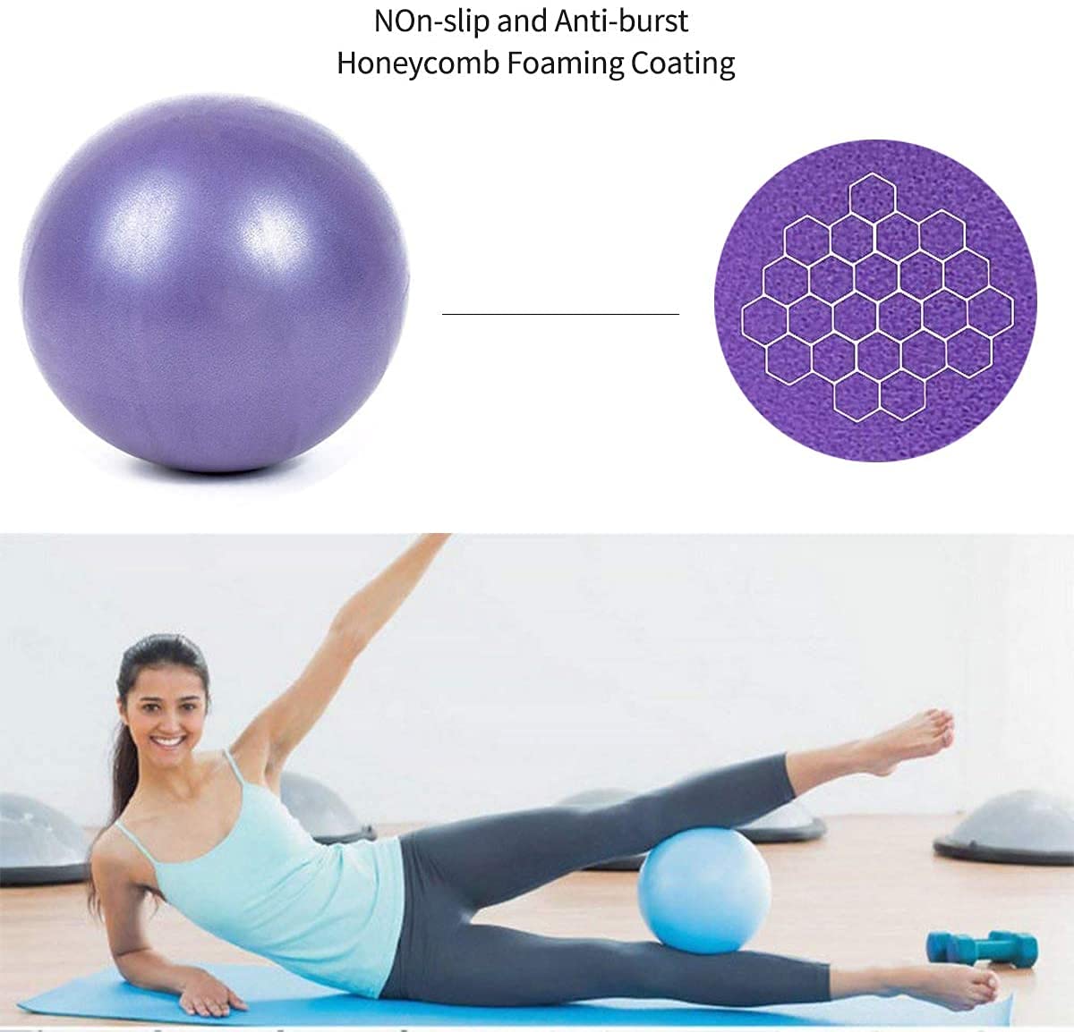 XIECCX Mini Yoga Balls 9 Inch Exercise Pilates Therapy Balance Micropore Ball Barre Equipment for Home Stability Training Physical Core Training(Pink)