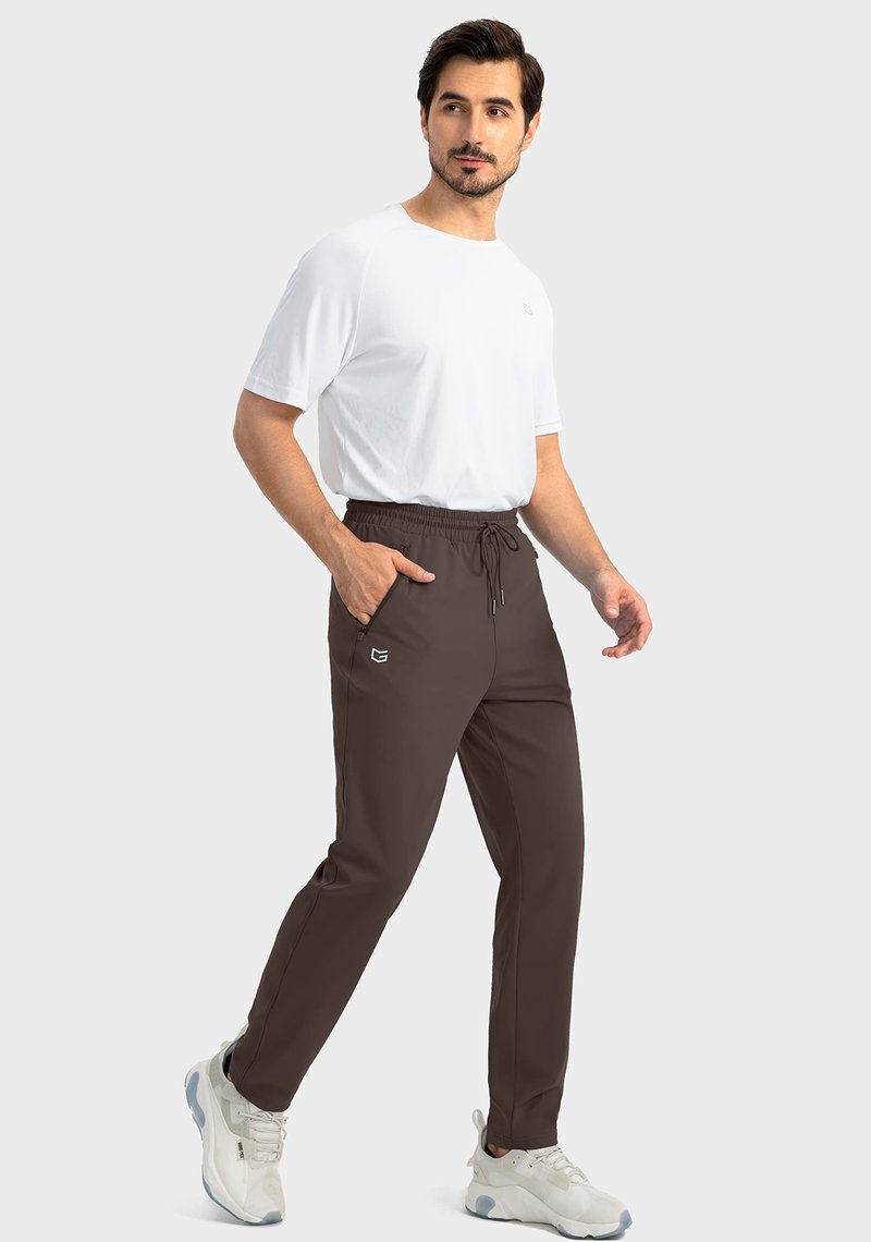 G Gradual Men's Sweatpants with Zipper Pockets Tapered Joggers for Men Athletic Pants for Workout, Jogging, Running (Brown, X-Large)
