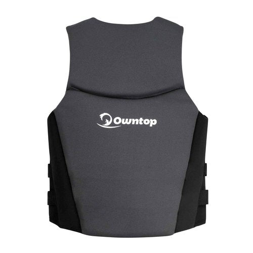 Owntop Adult Buoyancy Swim Vest - Lightweight Floating Swimwear for 130-210lbs Men Women Swim Jacket Easily Adjustable Full Mobility for Jet Ski Water Skiing Water Scooter Towable Tube, Black L