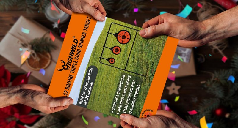 Highwild Triple Gong Spinner Target - Rated for .22 Rimfire Rifles and .22 Handguns - No Assembly Required