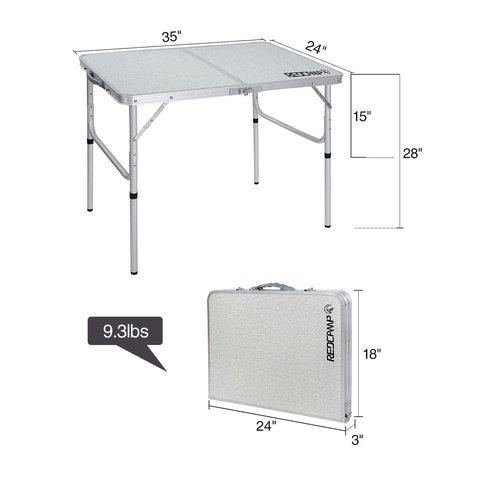 REDCAMP Folding Camping Table, 3ft Portable Aluminum Outdoor Folding Table Camp Table Adjustable Height Lightweight for Picnic Cooking Beach
