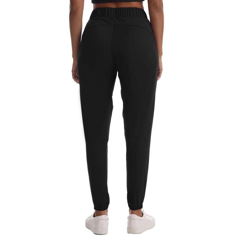 Haowind Women's High-Stretch Workout Joggers with Deep Zipper Pockets - Elastic Waist Yoga Pants for Running Travel Lounge (Black L)