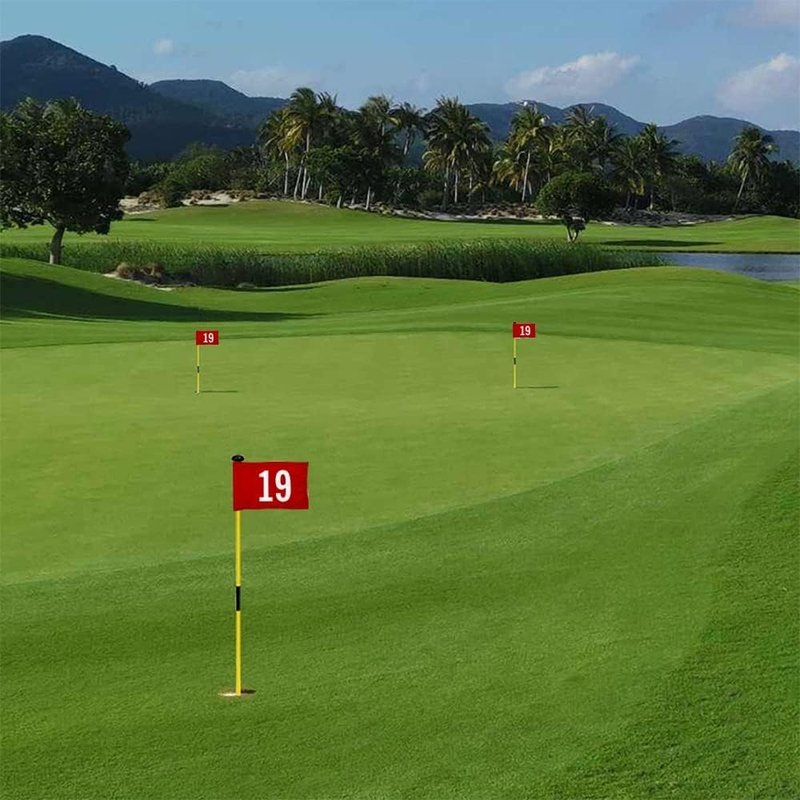 2BUT Standard Golf Flag Number 19 Golf Pin Flag Practic Putting Green Golf Flag For Backyard Garden Double-Sewn 600D Nylon Miniature Pin Flag (8"x6")
