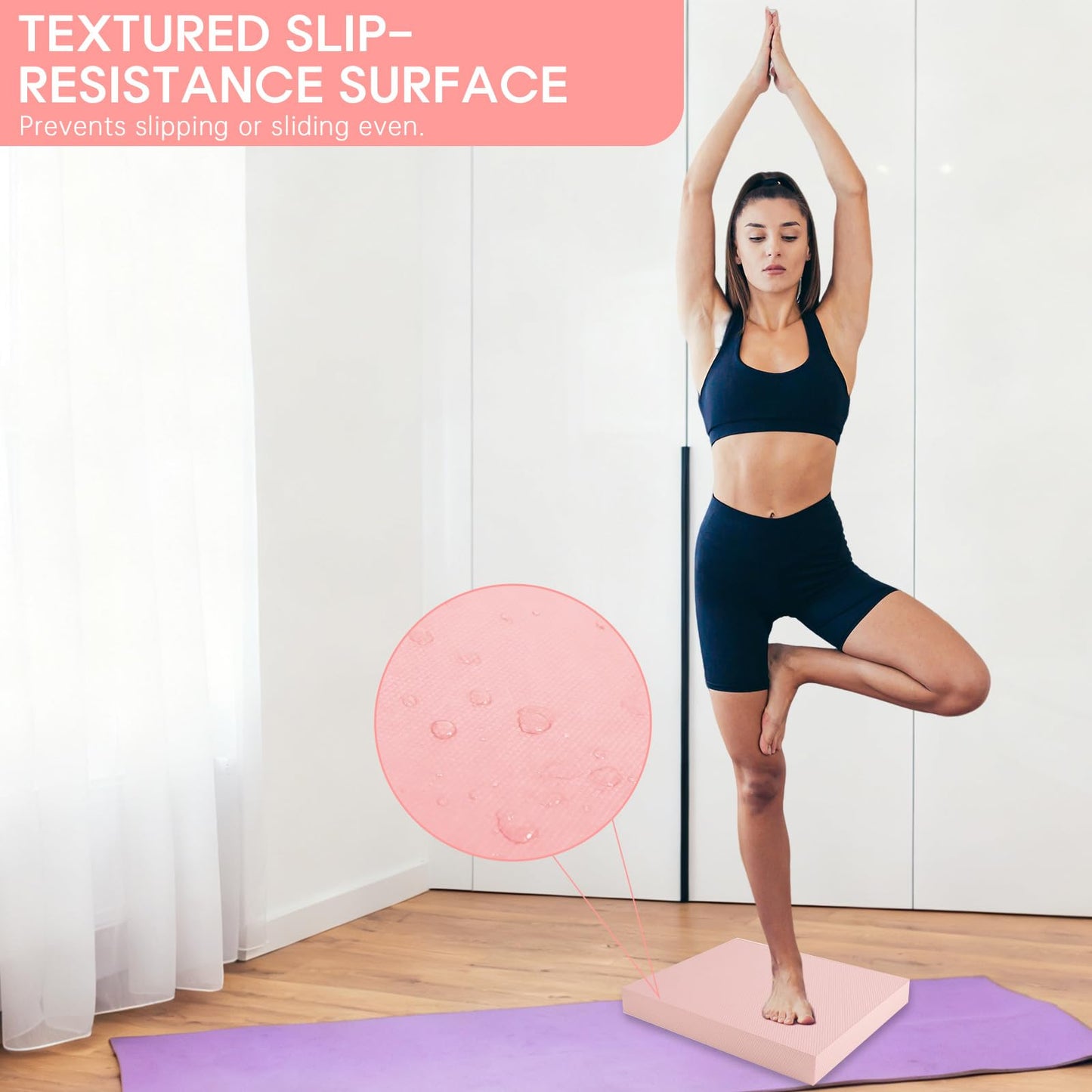 MBKHFLL Exercise Balance Pad,Balance Foam Mat for Physical Therapy Equipment & Strength Stability Training, Slip Resistant Foam Mat for Yoga, Pilates, Meditation,Gardening knee pads (Pink)