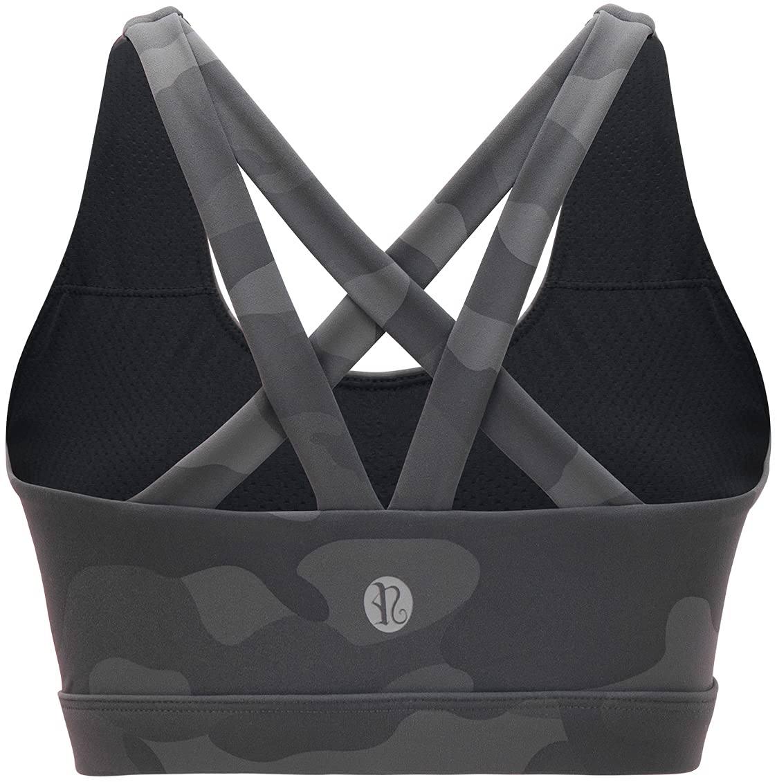 RUNNING GIRL Sports Bra for Women, Criss-Cross Back Padded Strappy Sports Bras Medium Support Yoga Bra with Removable Cups(2575_Camo Black_XL)