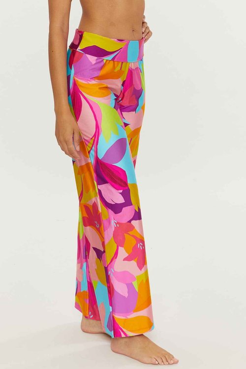 Trina Turk Lilleth - Women's Swim Pants, Casual, Wide Leg, Floral Print, Beach Cover Ups for Women, Multicolor, X-Large
