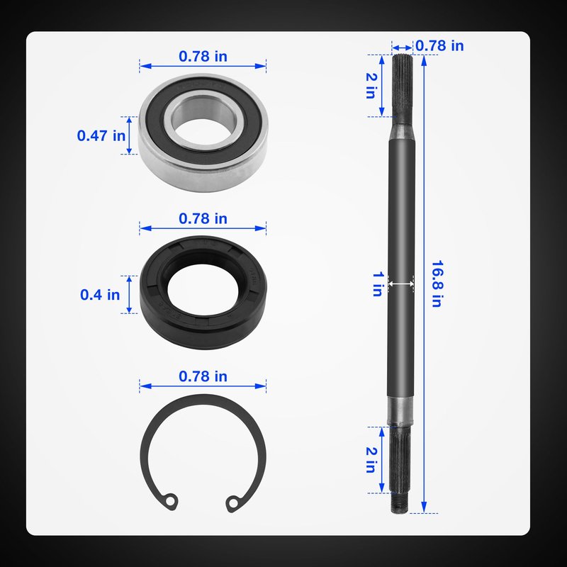 Misakomo EZGO Rear Axle Shaft Bearing Kit Fit for TXT & Medalist 1994-2013 Golf Cart Passenger Side Right, Replace 20377G12, 16 3/4" Splined Axle Shaft with Seal