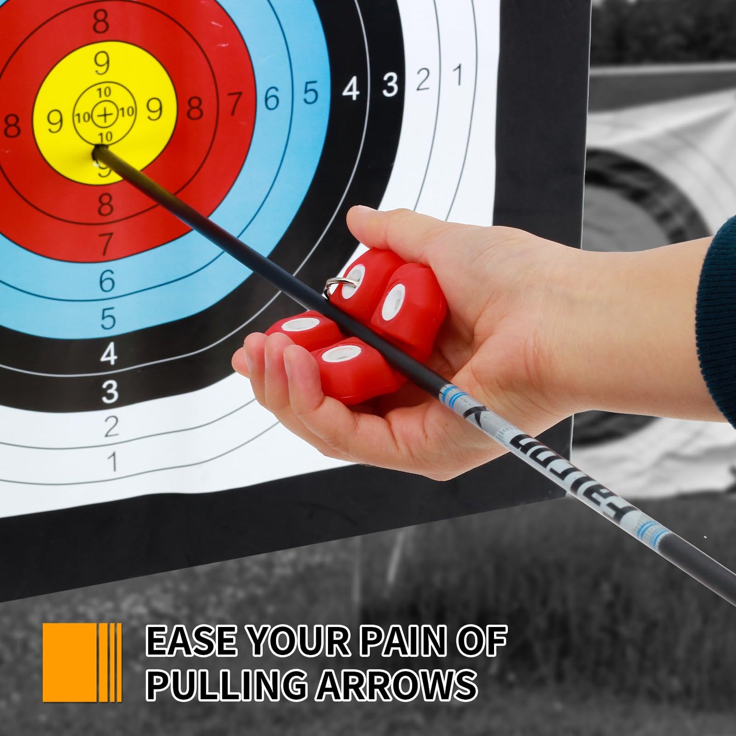 SPG Arrow Puller Archery with Metal Belt Clip, Square Shape Archery Arrow Puller Gripper Target Remover Tool for Target Practice (2 Packs (1 Black + 1 RED))
