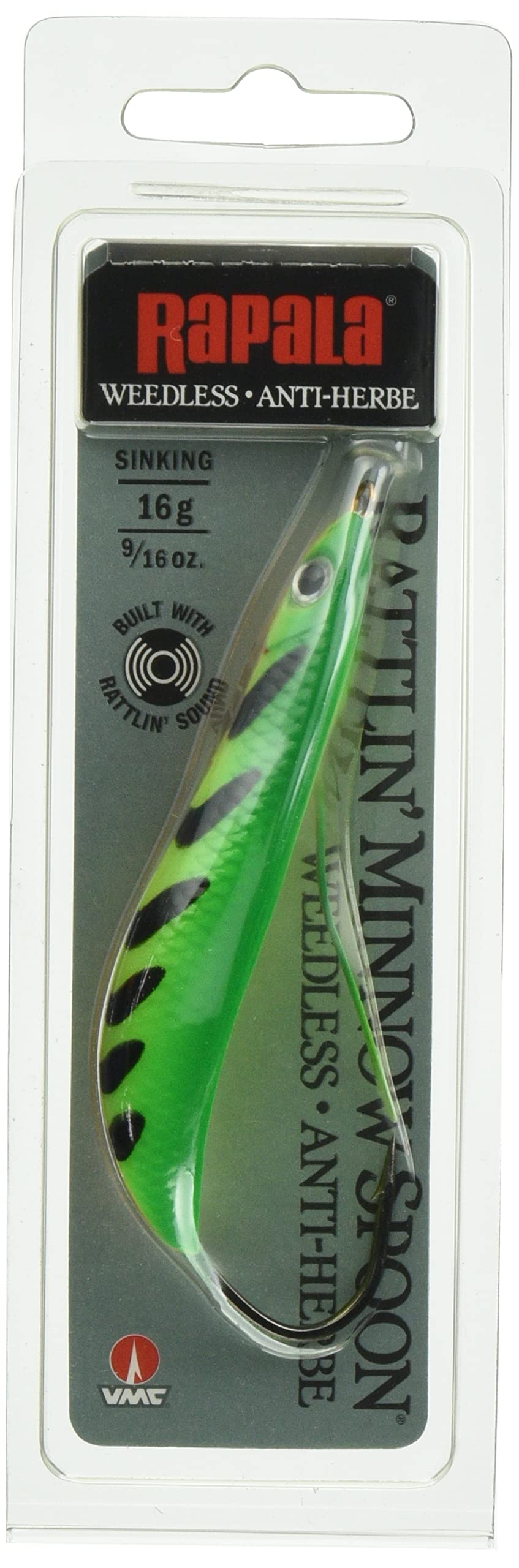 Rapala Rattlin' Minnow Spoon-Large Freshwater Fishing Tackle - Variable Swimming Depth - Size 8 cm / 16 g - Made in Estonia - Unisex Adult Field, Multi-Colour, Standard
