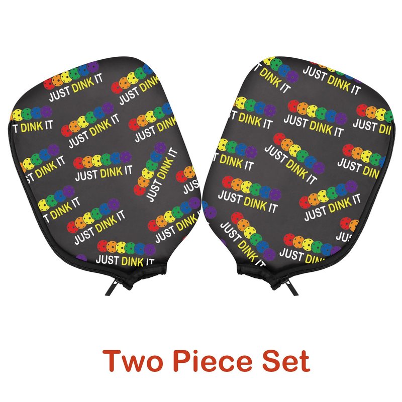 PWHAOO 2PC Pickleball Paddle Covers Funny Pickleball Paddle Pouch Gift Impeccable Gift For Pickleball Players & Fans (JUST DINK IT Paddle)