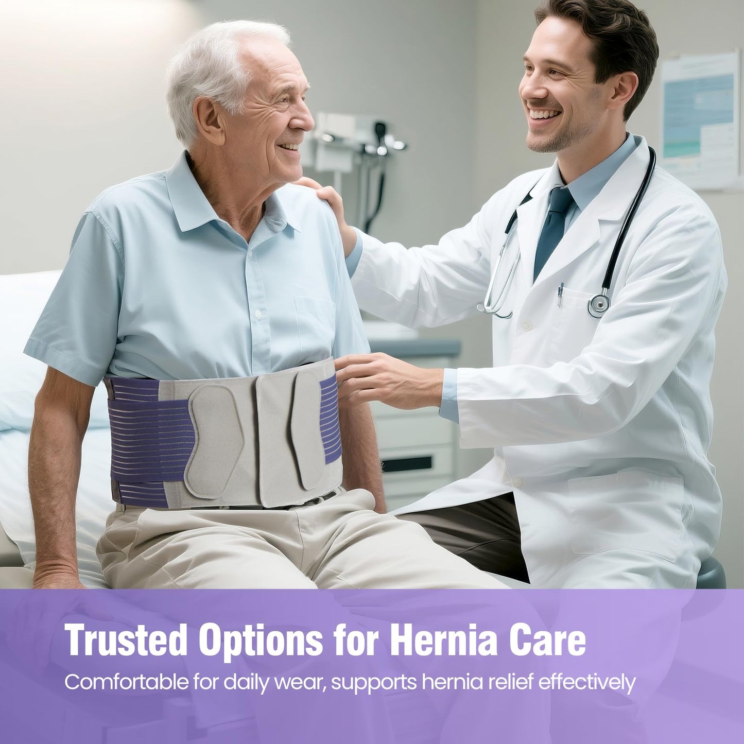 Hernia Belts for Men and Women – Front-Closure Abdominal Binder with Extra Compression Strap & Soft Detachable Dual-Layer Hernia Pad – Comfortable Hernia Support for Men Post Surgery or Daily Relief (S/M 28–38 in)