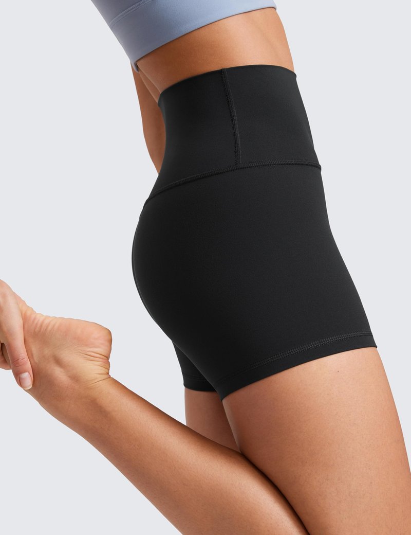 CRZ YOGA Butterluxe Biker Shorts 4'' - High Waisted Booty Workout Volleyball Yoga Womens Spandex Dark Grey Camouflage 2 Small