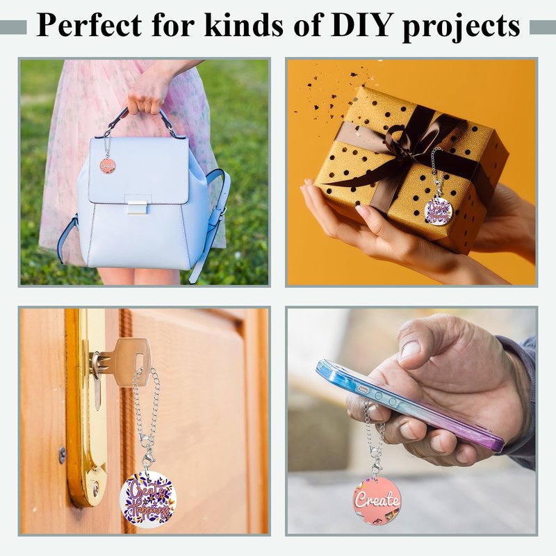 Landical 24 Sets Sublimation Charm Accessories for Cup Name ID Charm for Tumbler Cup Mdf Single Side Sublimation Blanks Bulk with Chains Jump Rings DIY Crafts Gift (Round)