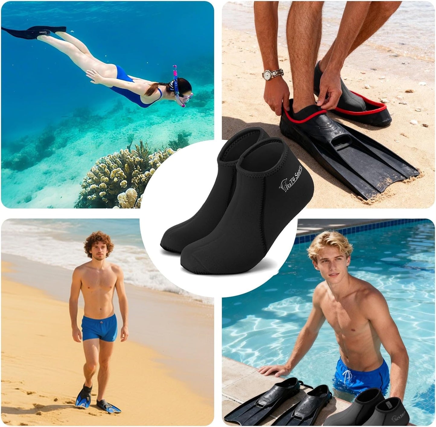 Neoprene Water Socks for Snorkeling & Diving - 3mm Anti-Slip Swim Booties for Men & Women