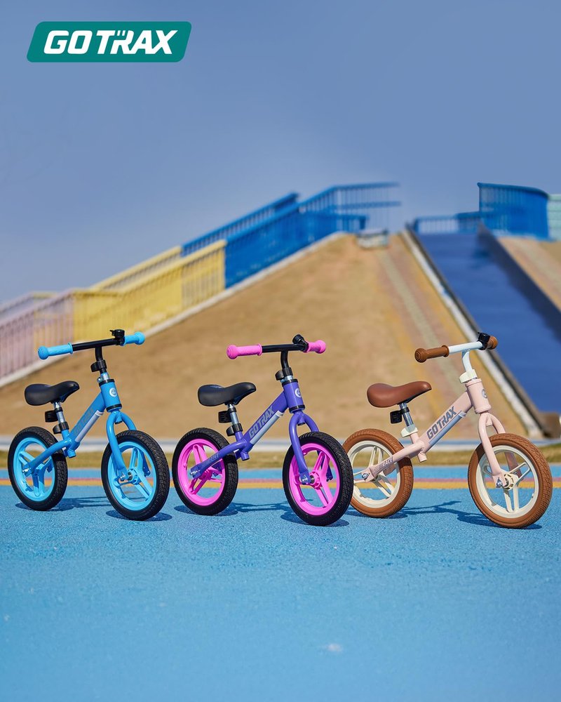 Gotrax KS12 Balance Bike for 2-5, 12" Toddlers Push Bike with LED Light, Adjustable Seat & Handlebar, Flat-Free Tires & Easy Assembly Kids Bicycle, Lightweight & No Pedal, Gift for Boys Girls, Blue