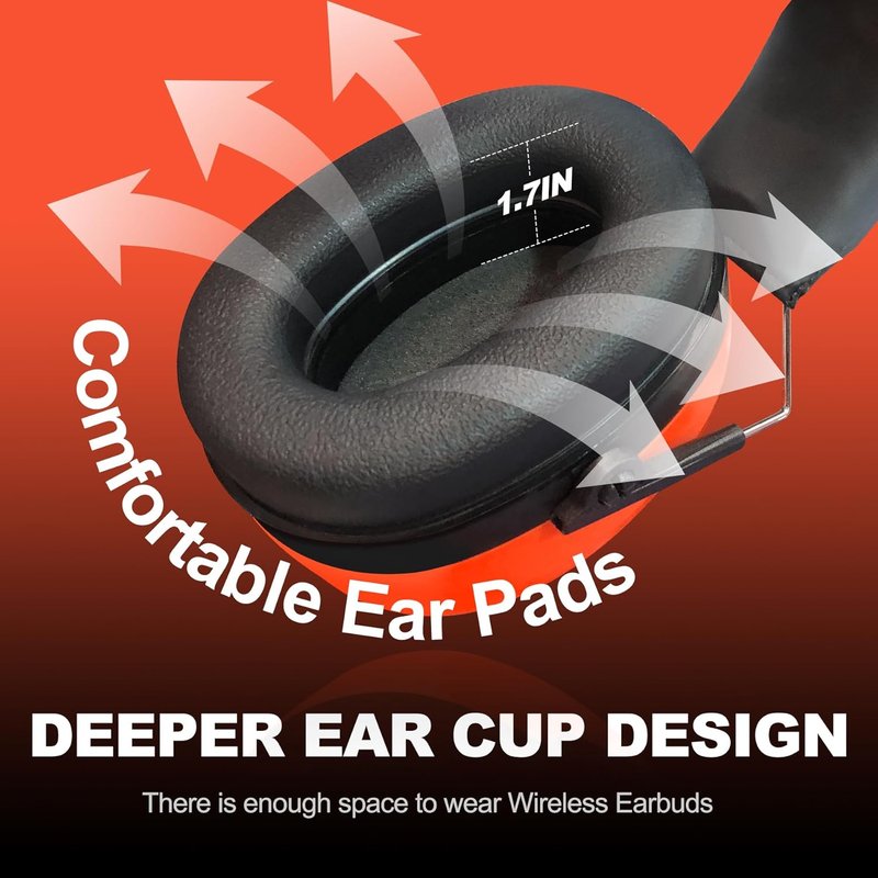 PROHEAR Ear Muffs - 28dB Noise Reduction Headphones for Mowing & Shooting | Orange