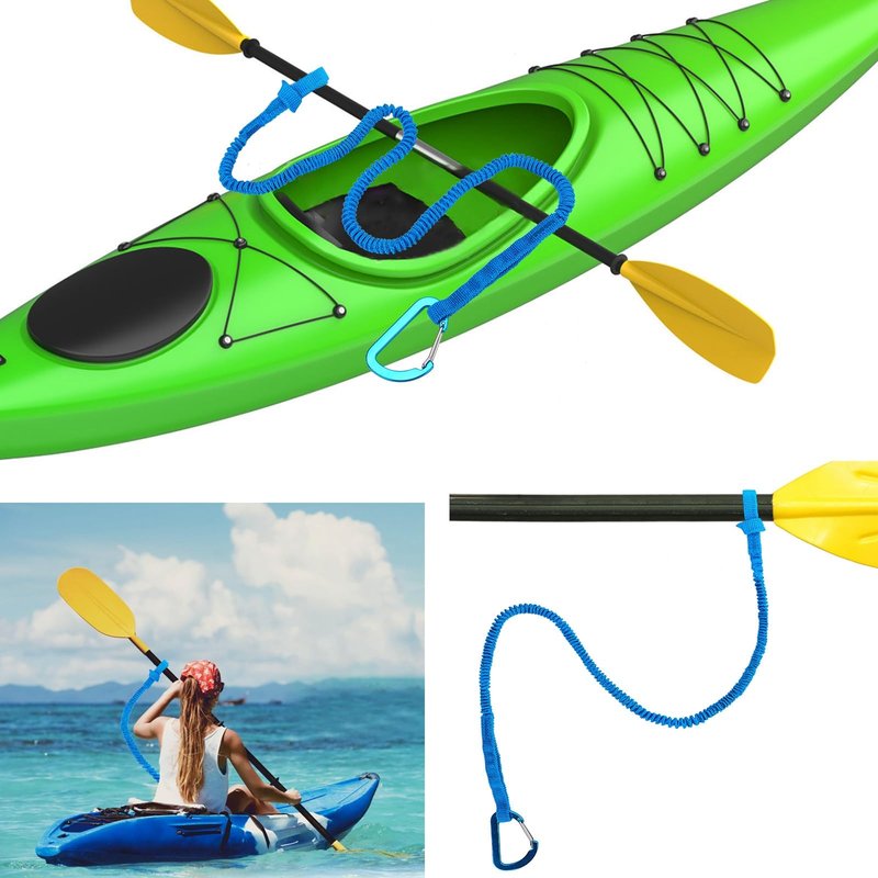 MOOCY Kayak Paddle Leash, 3-7 ft Stretchable Strap Lanyard for SUP, Canoeing, Fishing Accessories - Secure Bungee Rod Holder Tether(Orange, 4 Pack)