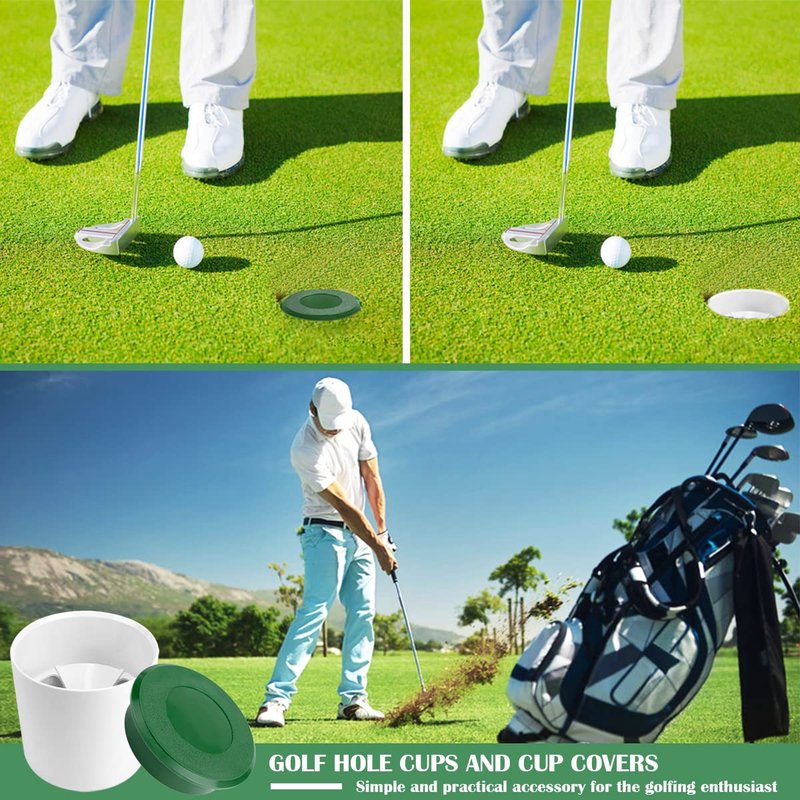 Golf Hole Cups with Golf Hole Cup Cover Golf Practice Set Putting Green Cup and Cover for Yard Garden Backyard Outdoor Activities