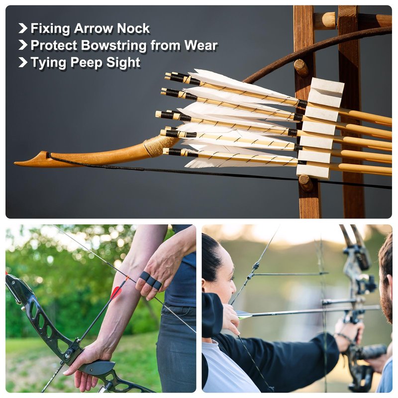 PATIKIL Archery Bow String Serving Thread 120 Yard/110M, 0.03" / 0.8mm Dia Bowstring Thread for Tying Peep Sight Nock Compound Recurve Bow, Green Black