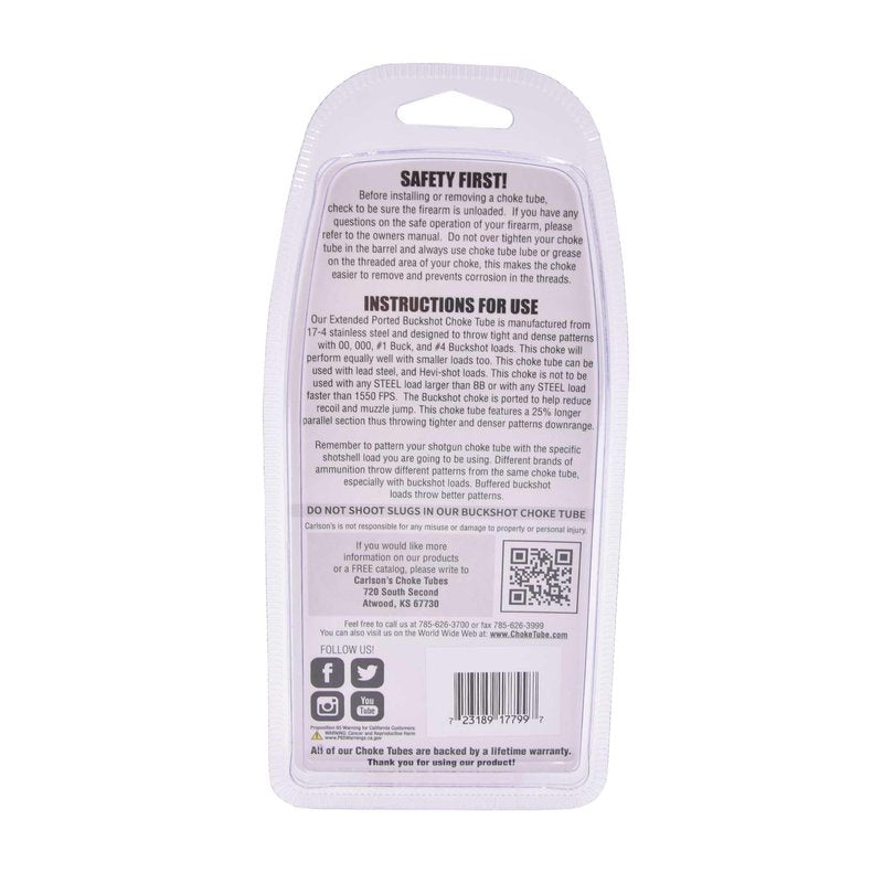 Carlson's Choke Tube Winchester-Browning Inv- Moss 500 Buckshot Choke Tube, 12 Ga, Dia: .700