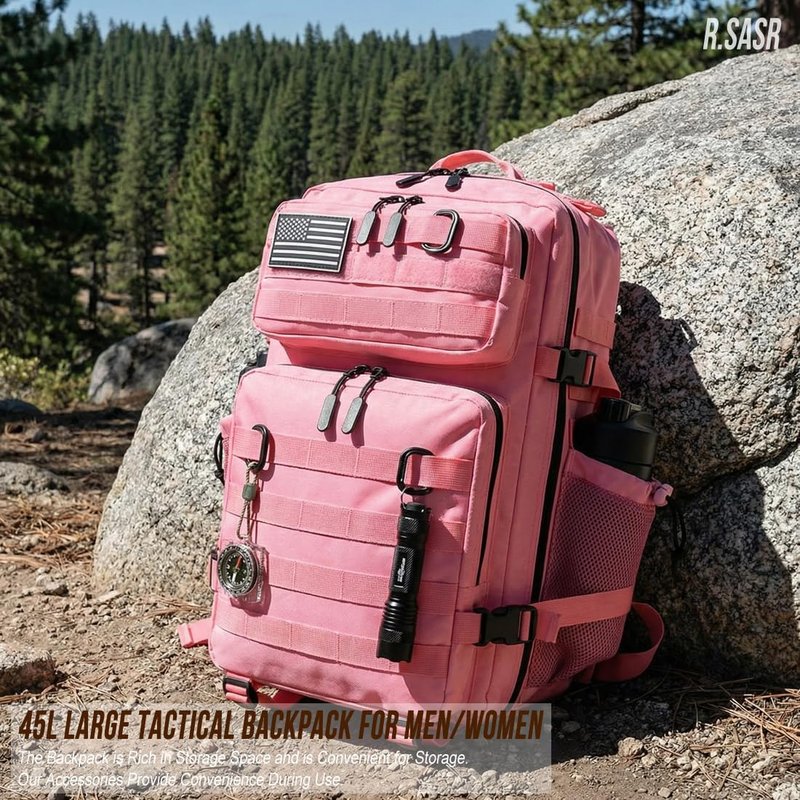 Tactical Backpack - 45L Military Assault Pack with MOLLE | Large 3-Day Bug Out Bag for Hiking & Camping