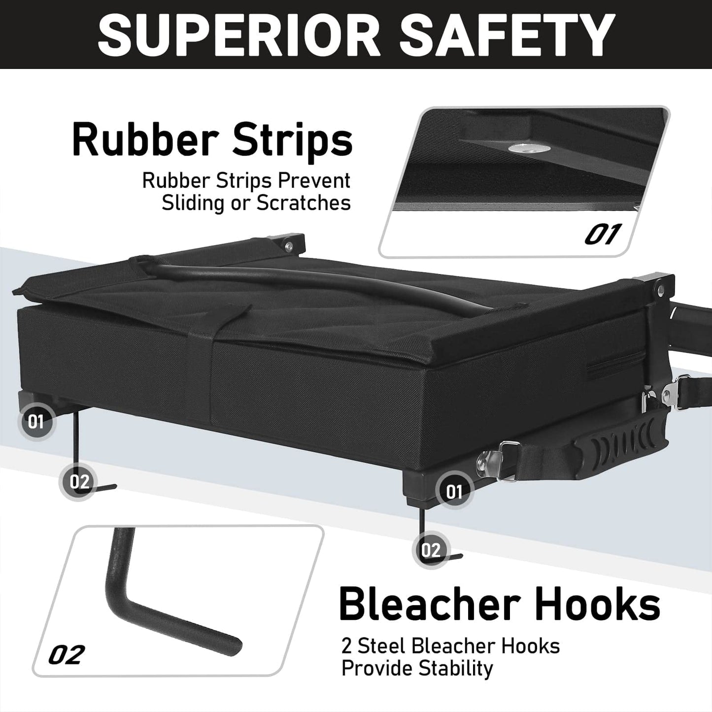 Sheenive Stadium Seats for Bleachers with Back Support, Bleacher Seats with Backs and Cushion Wide, Padded Portable Folding Comfort Stadium Chair with Shoulder Strap for Football Baseball Games
