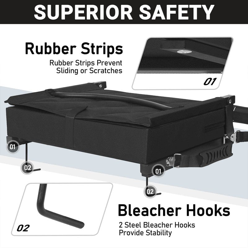 Sheenive Stadium Seats for Bleachers with Back Support, Bleacher Seats with Backs and Cushion Wide, Padded Portable Folding Comfort Stadium Chair with Shoulder Strap for Football Baseball Games