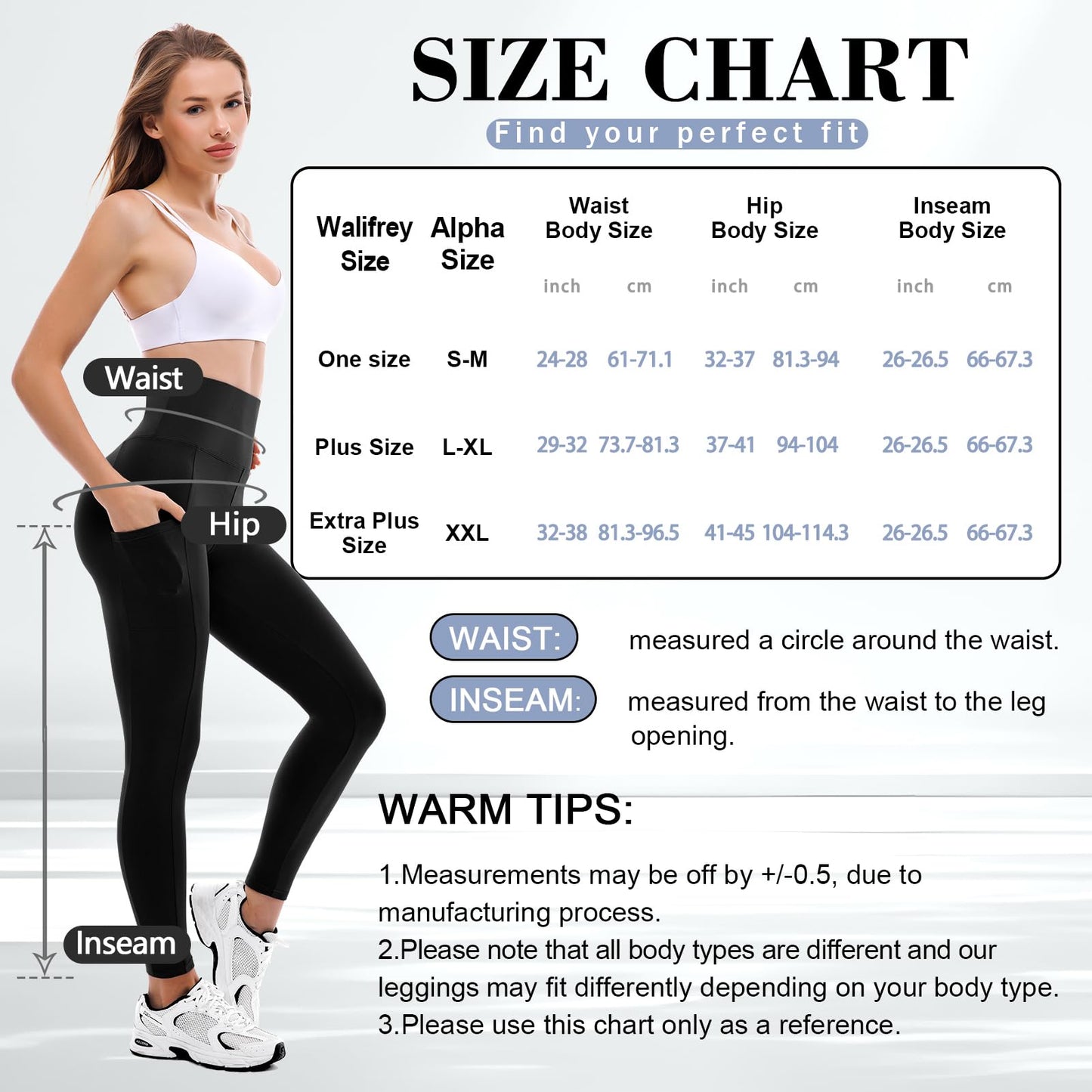 Walifrey Leggings with Pockets for Women 2 Packs,Women's High Waisted Yoga Leggings Gym for Workout Black XXL