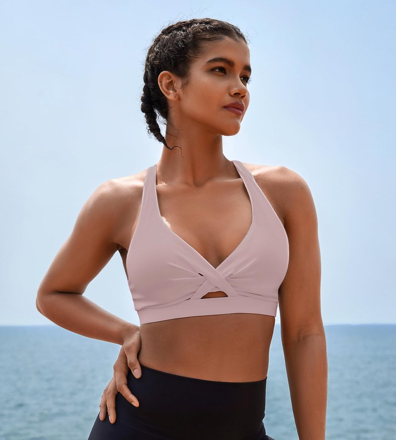 Sports Bras for Women High Support Workout High Impact Push Up Sports Bra Supportive Padded Racerback Bras for Women Gym Yoga Top Black Sports Bra, Black, L