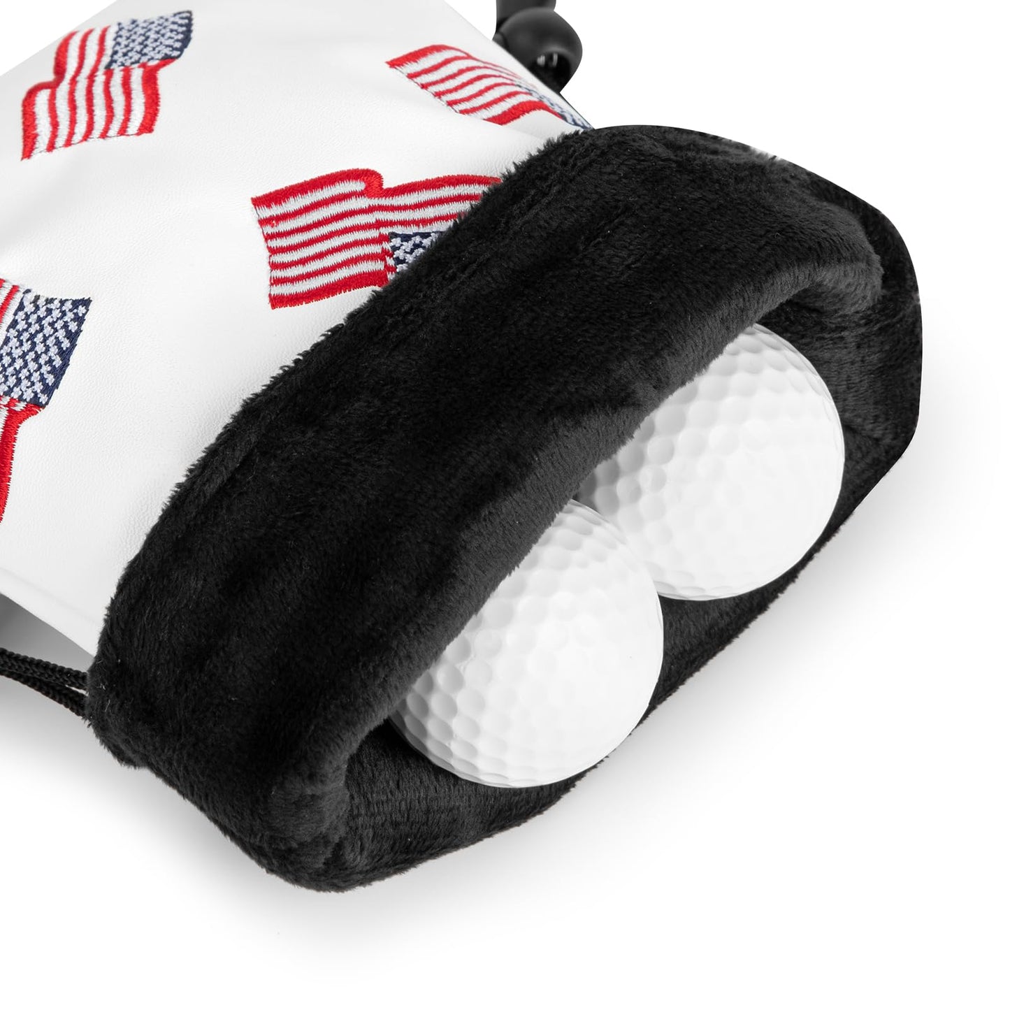 US Patriotism Golf Valuables Pouch Bag with Drawstrings - Premium Faux Leather Golf Tee Pouch Accessorries for Men